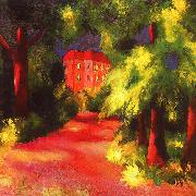 August Macke Red House in a Park oil on canvas